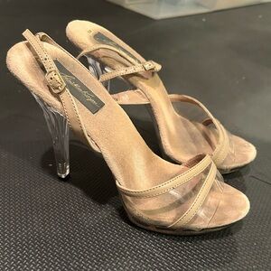 Chic Tan and Clear Strap Heels